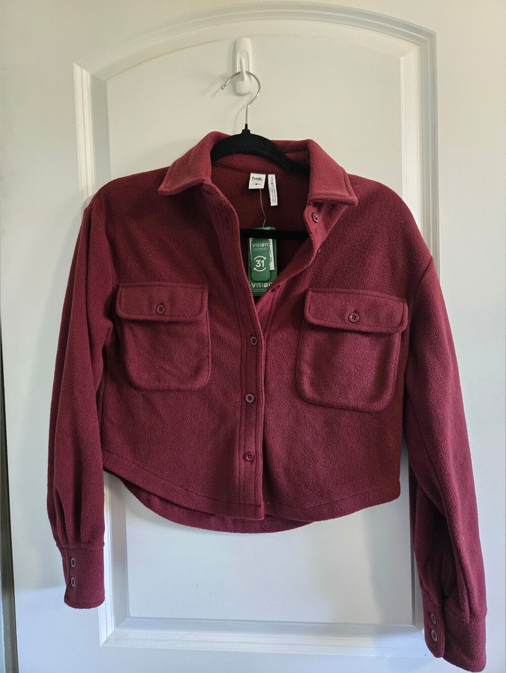 *NWT* Twik Burgundy Cropped Fleece Shacket
